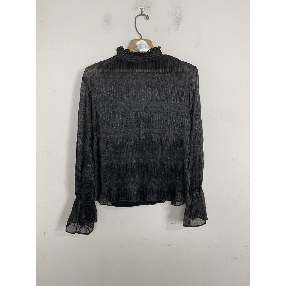 Express Womens Shirt Medium Black Sheer Gothic Holiday Whimsigoth Evening